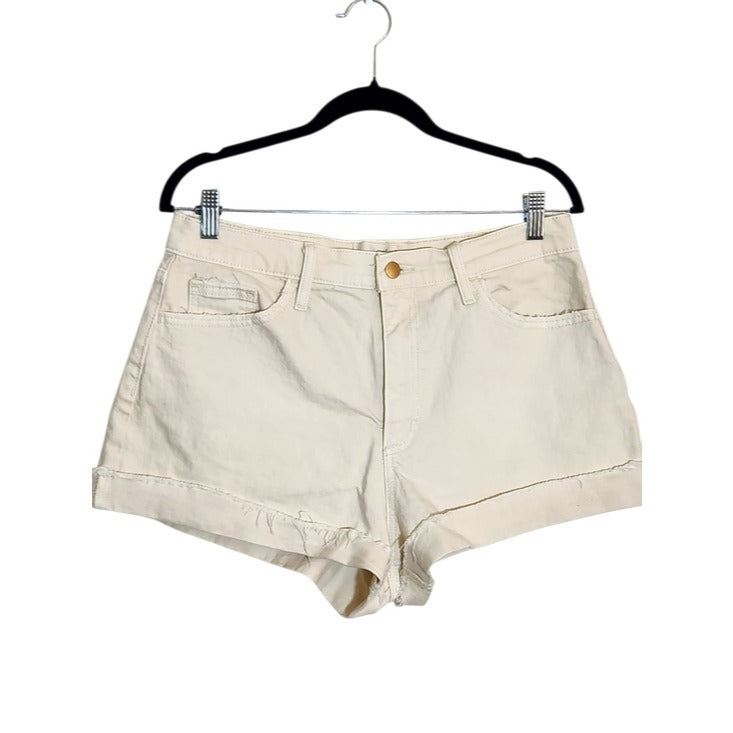 Universal Thread Cream High Rise Cut Off Denim Shorts Size 10 Flaw
