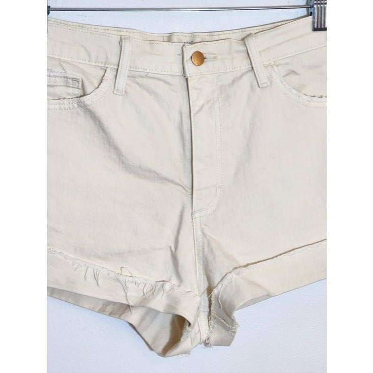 Universal Thread Cream High Rise Cut Off Denim Shorts Size 10 Flaw