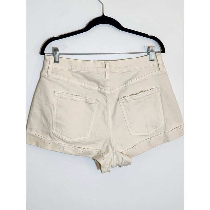 Universal Thread Cream High Rise Cut Off Denim Shorts Size 10 Flaw