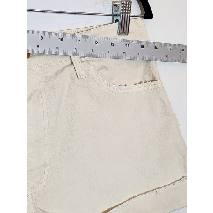 Universal Thread Cream High Rise Cut Off Denim Shorts Size 10 Flaw