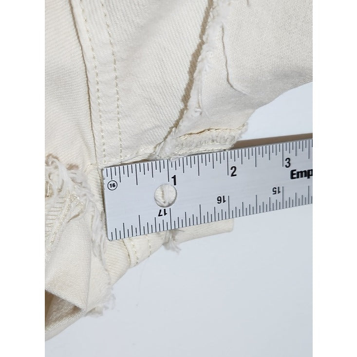 Universal Thread Cream High Rise Cut Off Denim Shorts Size 10 Flaw