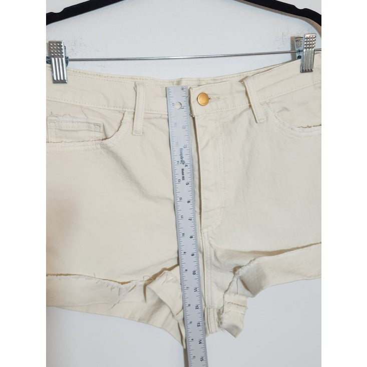 Universal Thread Cream High Rise Cut Off Denim Shorts Size 10 Flaw