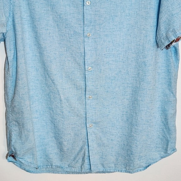 Denim & Flower Light Blue Short Sleeve Button-Up Shirt Size XL