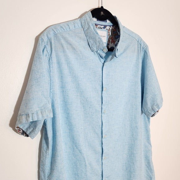 Denim & Flower Light Blue Short Sleeve Button-Up Shirt Size XL