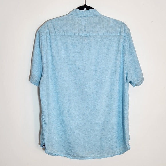 Denim & Flower Light Blue Short Sleeve Button-Up Shirt Size XL