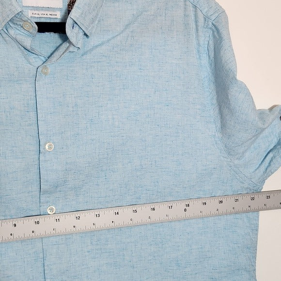 Denim & Flower Light Blue Short Sleeve Button-Up Shirt Size XL