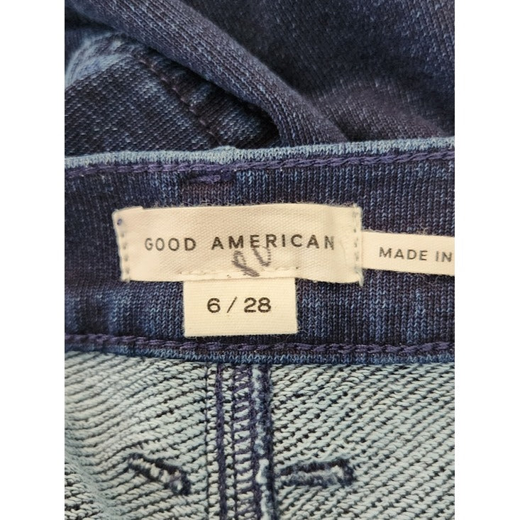 Good American Jeanius Barrel Leg Faux Denim Terry Sweatpants Size 6