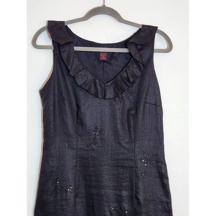 Debbie Shuchat Black Linen Sleeveless Cocktail Dress Size 10