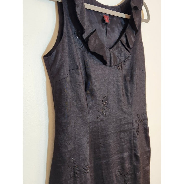 Debbie Shuchat Black Linen Sleeveless Cocktail Dress Size 10