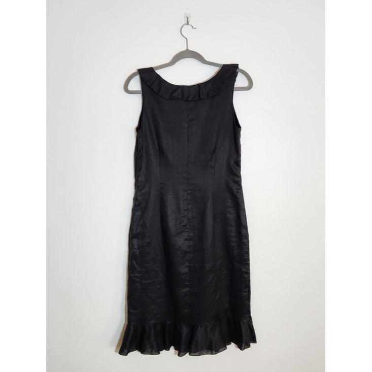 Debbie Shuchat Black Linen Sleeveless Cocktail Dress Size 10