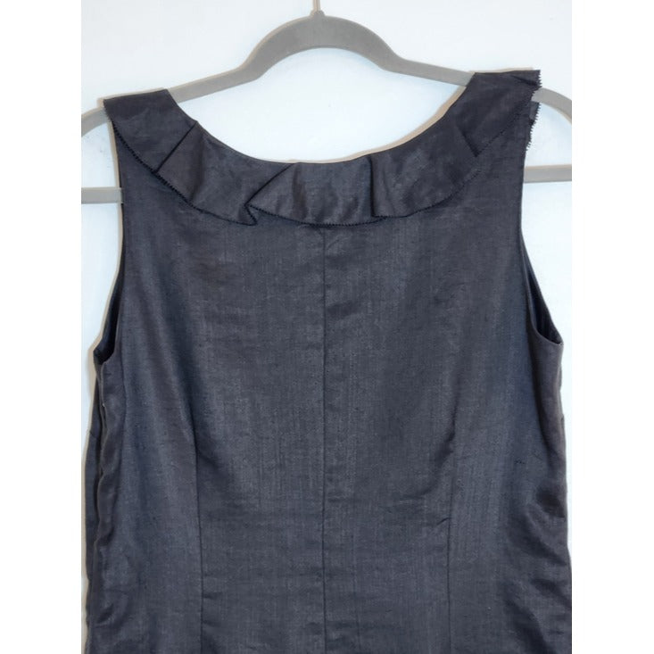 Debbie Shuchat Black Linen Sleeveless Cocktail Dress Size 10