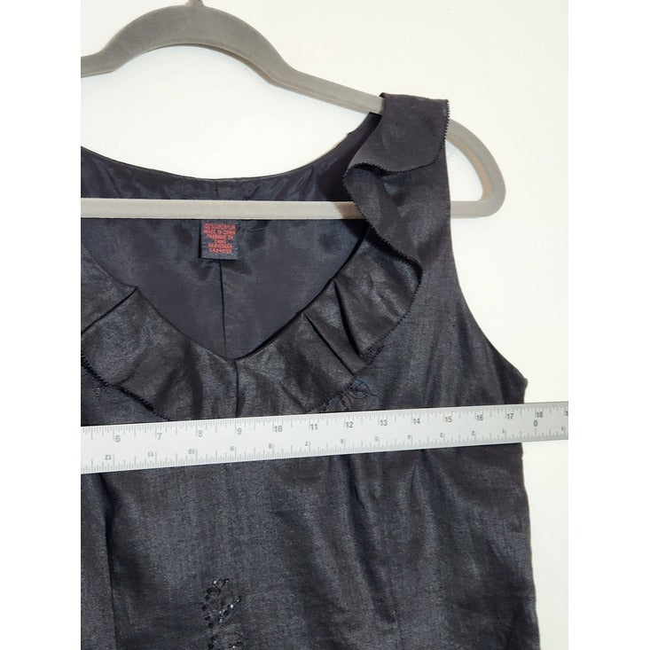 Debbie Shuchat Black Linen Sleeveless Cocktail Dress Size 10