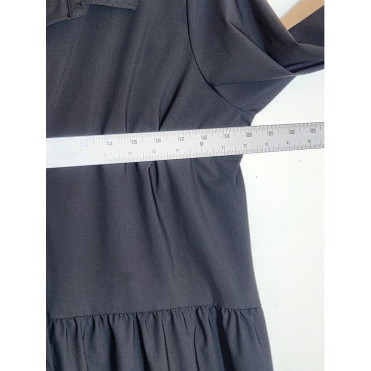 Lysse Lagenlook Black Button-up Blouse with Ruffle Hem Size Medium