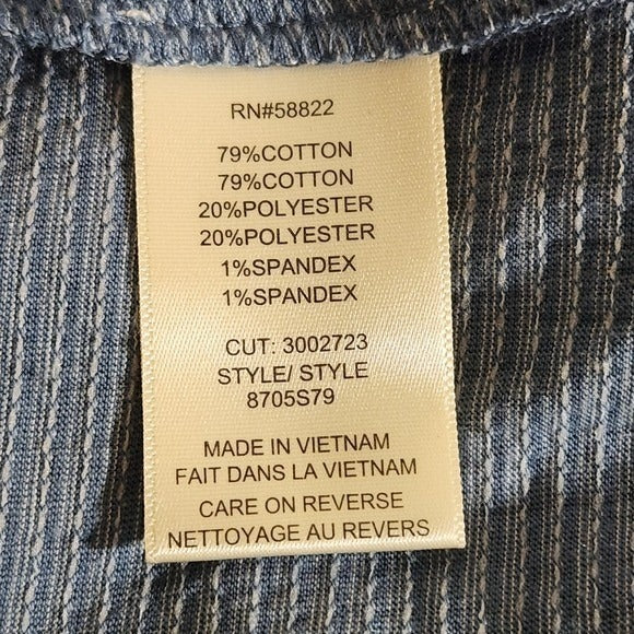 Max Studio Blue Striped Short Sleeve Tee NWT Suze Large Blue and White Top