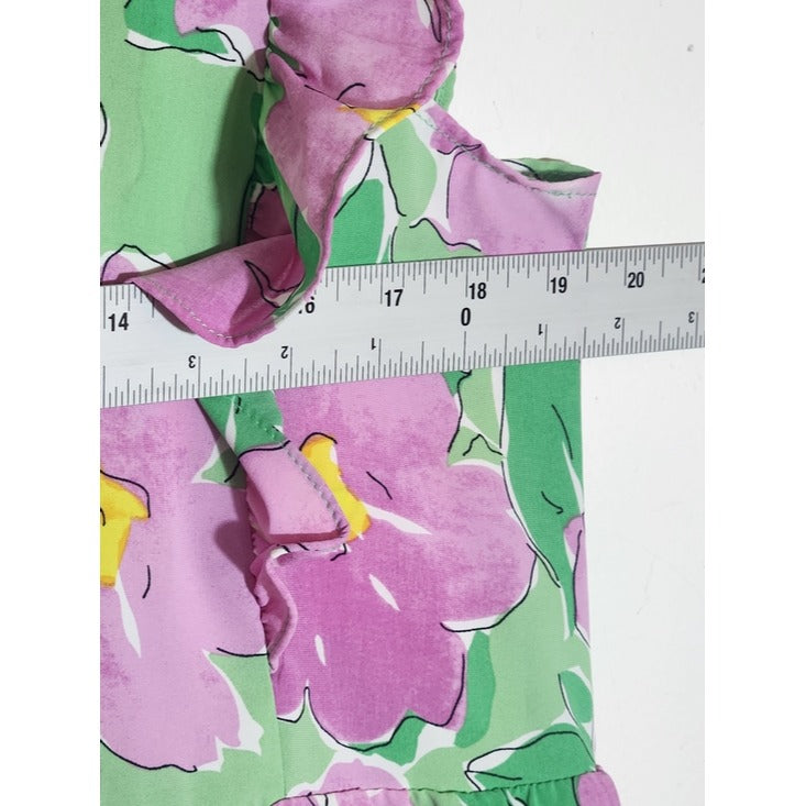 Staccato Green and Pink Floral Ruffle Mini Dress Size Medium Wedding Guest Dress