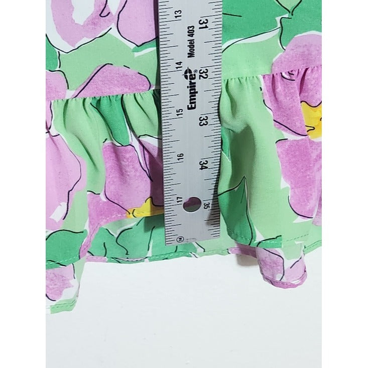 Staccato Green and Pink Floral Ruffle Mini Dress Size Medium Wedding Guest Dress