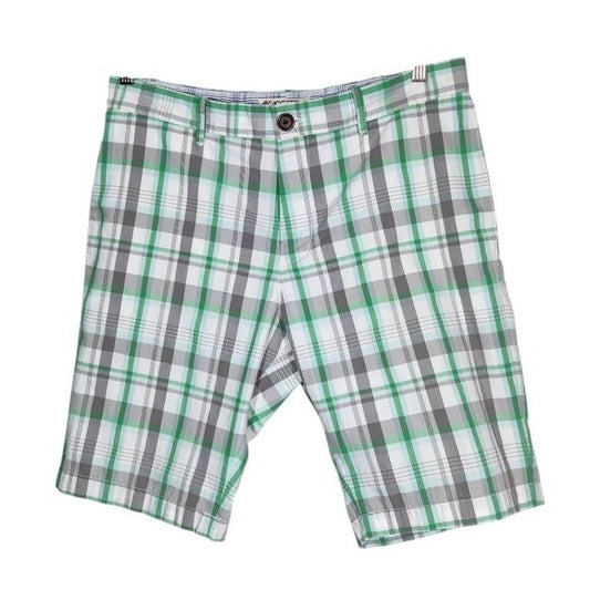 Original Penguin Green and Gray Plaid Chino Shorts Size 33 Preppy Plaid Shorts