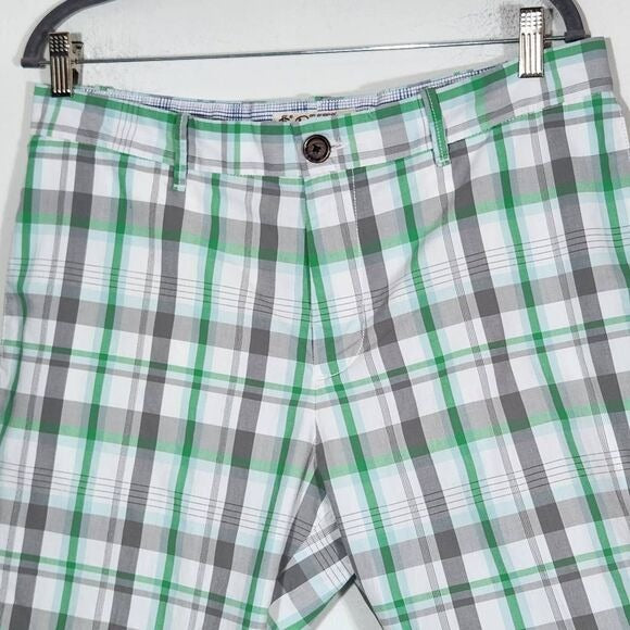 Original Penguin Green and Gray Plaid Chino Shorts Size 33 Preppy Plaid Shorts