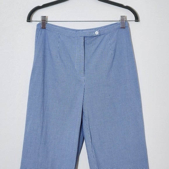 Talbots Blue Check Pants Size 4 Talbots Petite Blue Gingham Cropped Pants