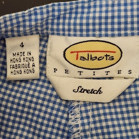 Talbots Blue Check Pants Size 4 Talbots Petite Blue Gingham Cropped Pants