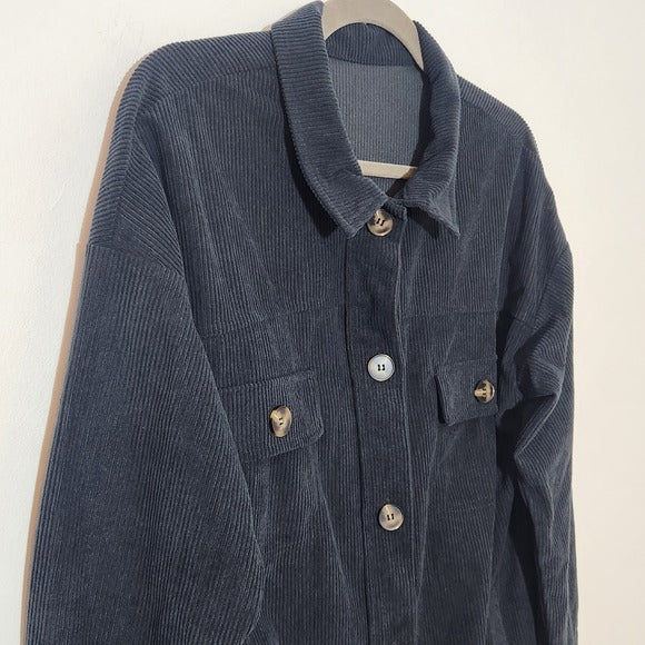 Women's Black Corduroy Shacket Size Medium Black Shacket
