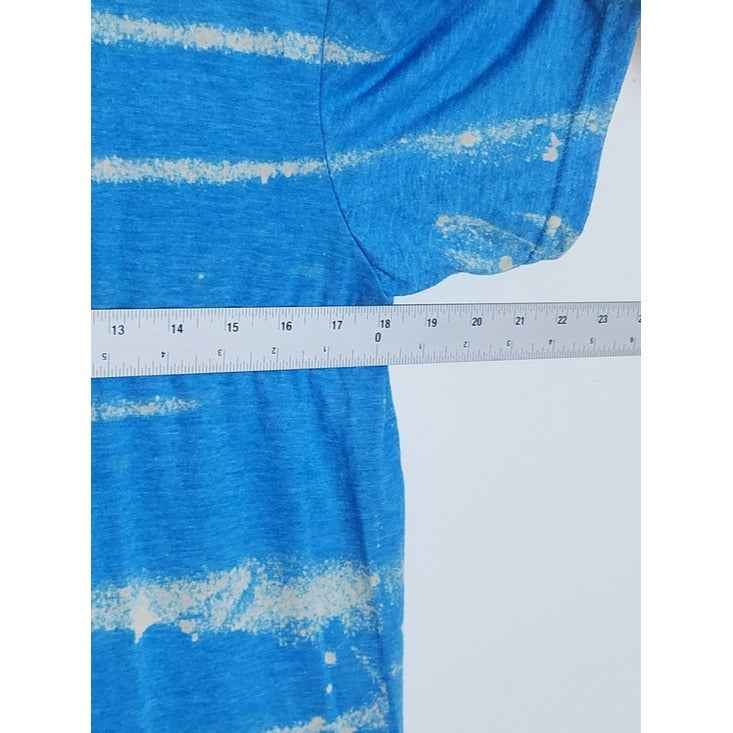 Gildan Mens Blue and Cream Tie Dye Striped Tee Short Sleeve Size Medium NWOT