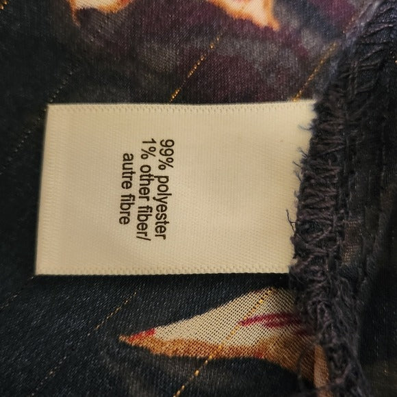 Maurices Navy and Pink Floral Boho Kimono with Metallic Threads Size 2X