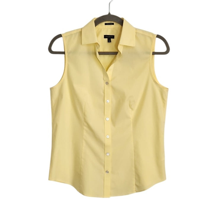 Talbots Pale Yellow Sleeveless Button Up Top Size 4