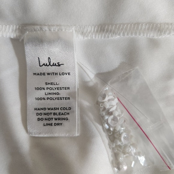 Lulus White Beaded Mermaid Wedding Dress with Sequins NWT Size Large