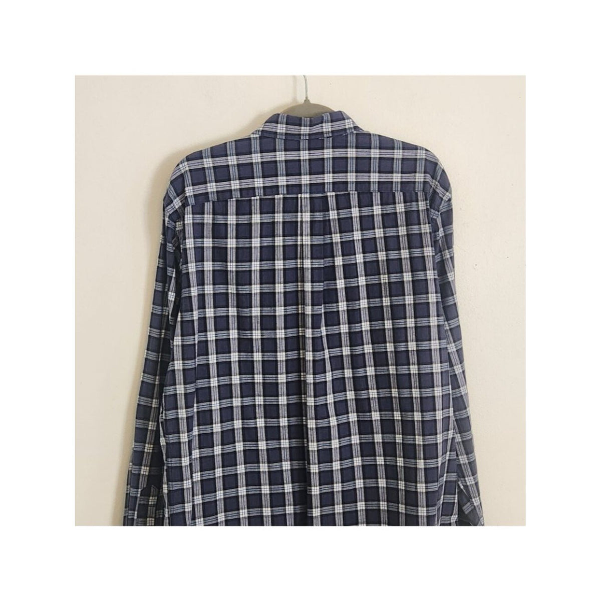 Old Navy Dark Blue Plaid Slim Fit Button Down Shirt Size XL