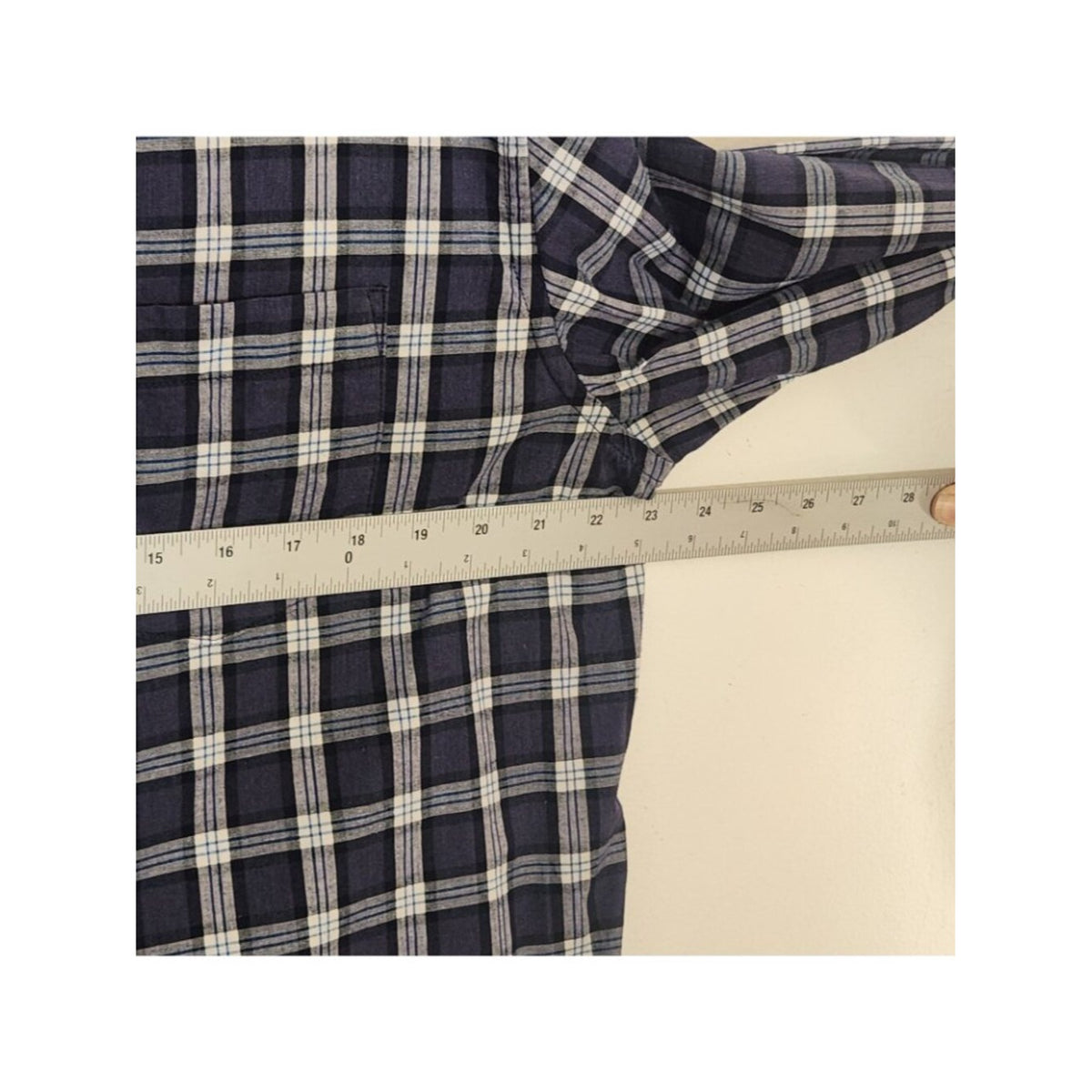 Old Navy Dark Blue Plaid Slim Fit Button Down Shirt Size XL