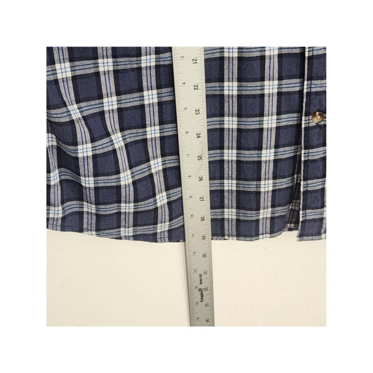 Old Navy Dark Blue Plaid Slim Fit Button Down Shirt Size XL