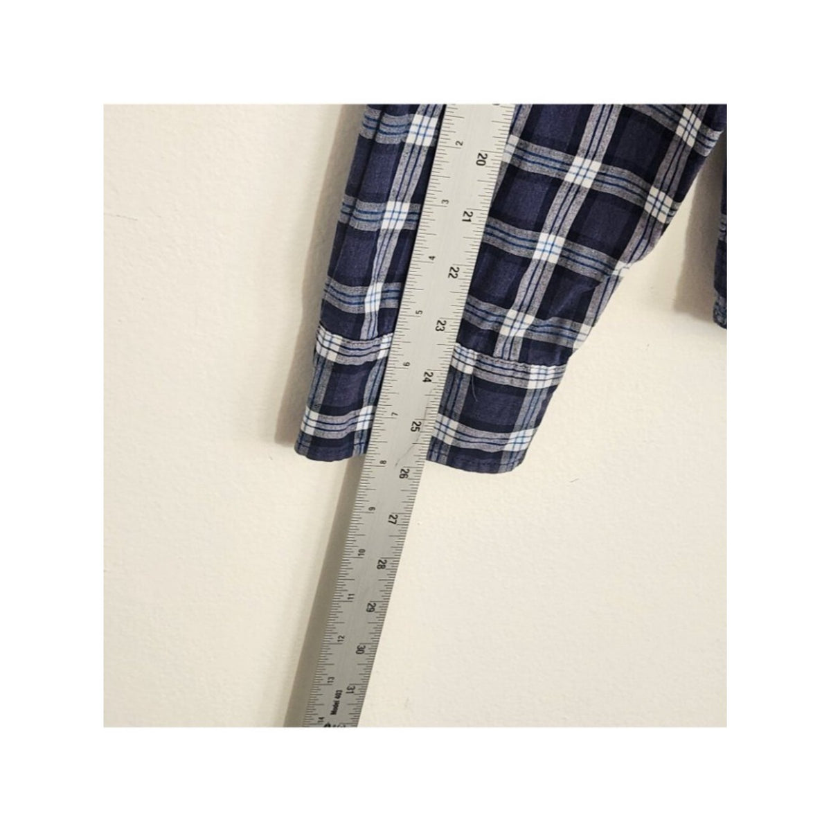 Old Navy Dark Blue Plaid Slim Fit Button Down Shirt Size XL