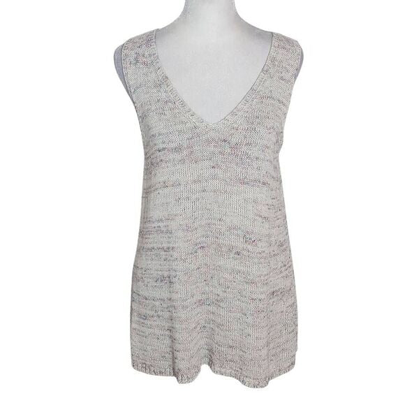 J. Jill Gray and Pink Knit Sweater Tank Top Size Small Petite Gray Sweater Tank