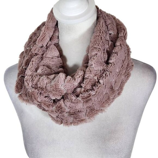 Purple and Silver Sequin Faux Fur Infinity Scarf One Size