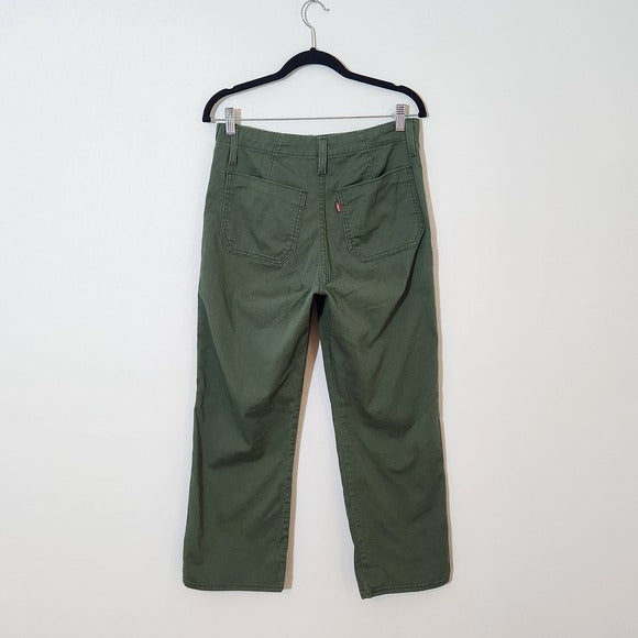 Levi's Women's Army Green Cropped Pants Size 29" Green Full Leg Pants