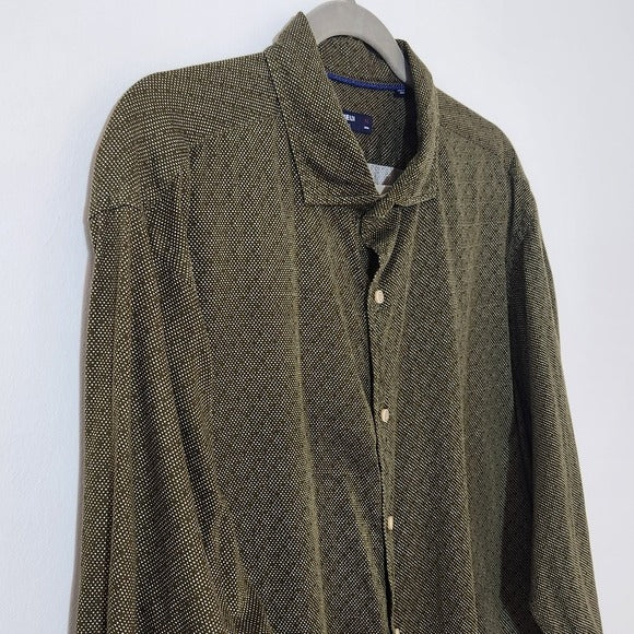 Daniel Cremieux Olive Green Print Button Down Shirt Size XL