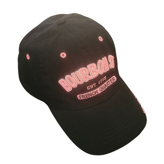 Raw & Ma Black and Pink New Orleans Bourbon Street Baseball Hat One Size