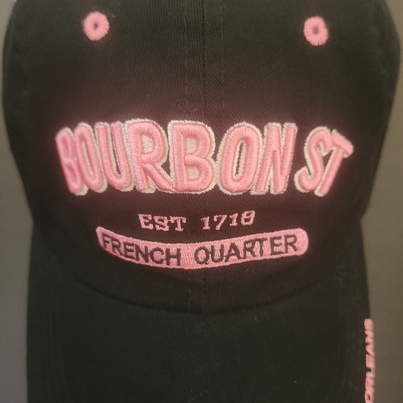 Raw & Ma Black and Pink New Orleans Bourbon Street Baseball Hat One Size