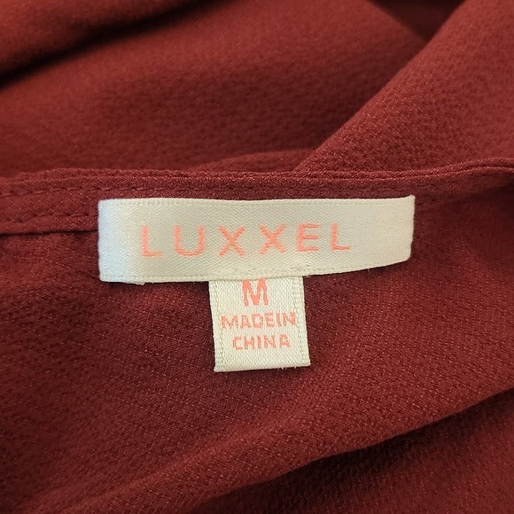 Luxxel Burgundy Long Sleeve Wide Leg Jumpsuit Size Medium, New