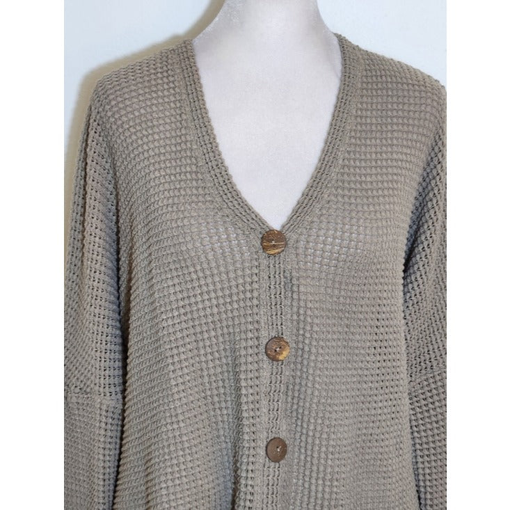 Altar'd State Mushroom Brown Open Knit Cropped Cardigan Size Large