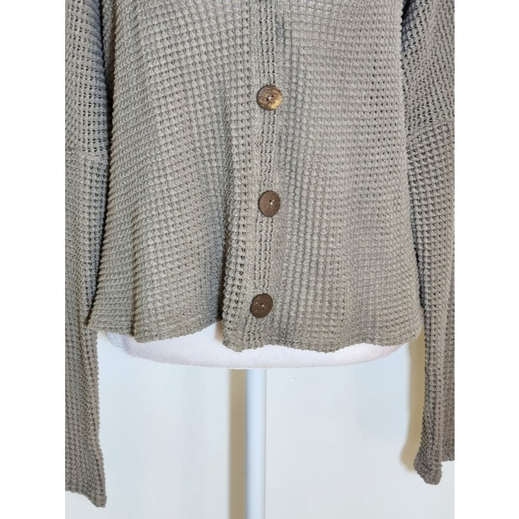 Altar'd State Mushroom Brown Open Knit Cropped Cardigan Size Large