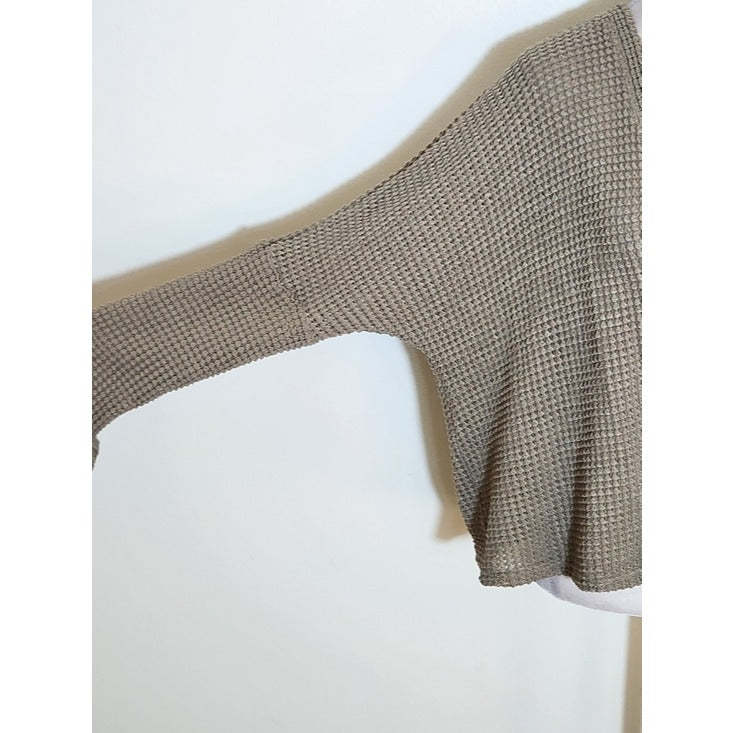 Altar'd State Mushroom Brown Open Knit Cropped Cardigan Size Large