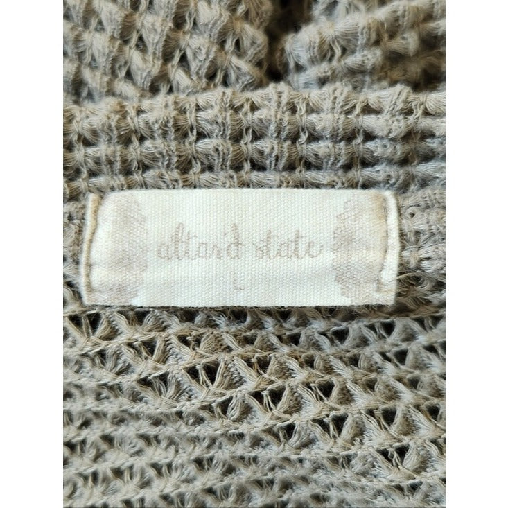 Altar'd State Mushroom Brown Open Knit Cropped Cardigan Size Large