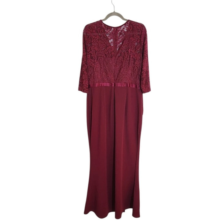 Missmay Burgundy Wine Lace Formal Maxi Dress Size 2XL