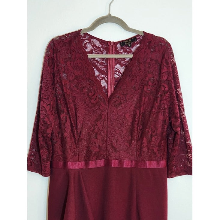 Missmay Burgundy Wine Lace Formal Maxi Dress Size 2XL