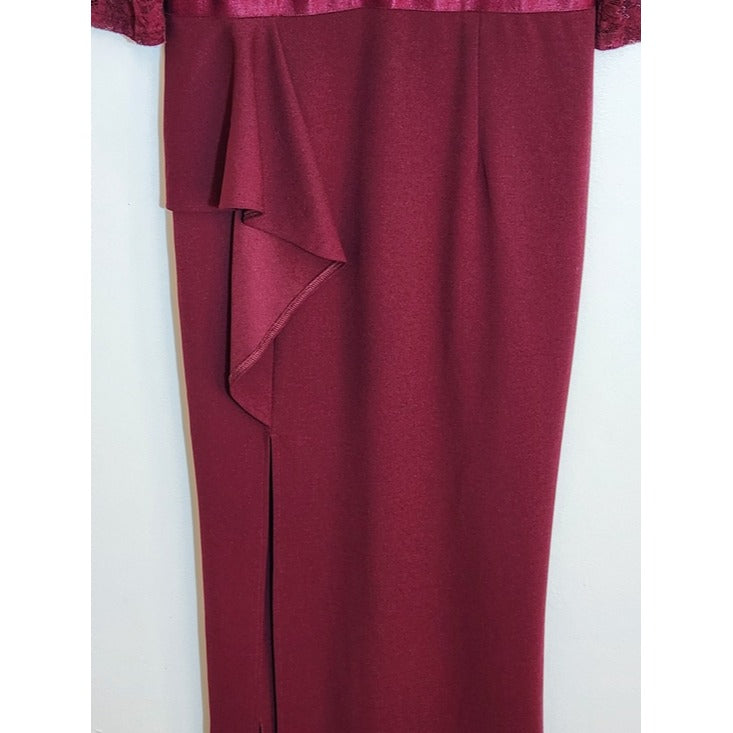 Missmay Burgundy Wine Lace Formal Maxi Dress Size 2XL