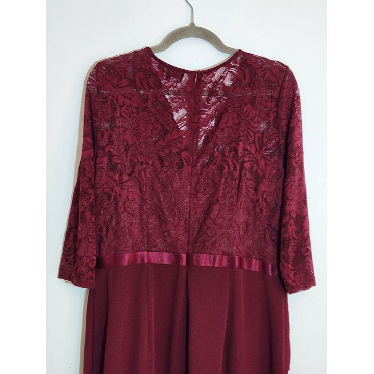 Missmay Burgundy Wine Lace Formal Maxi Dress Size 2XL