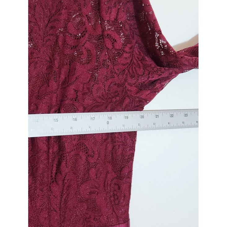 Missmay Burgundy Wine Lace Formal Maxi Dress Size 2XL