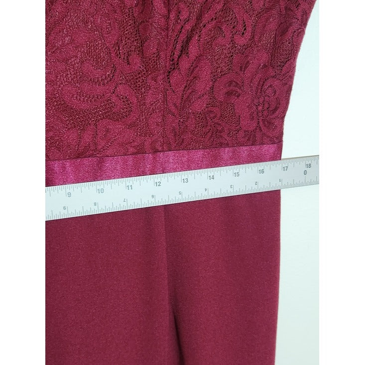 Missmay Burgundy Wine Lace Formal Maxi Dress Size 2XL